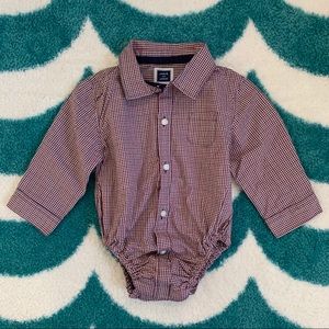 Janie and Jack Bodysuit (Burgundy/Navy) Size 6-12m